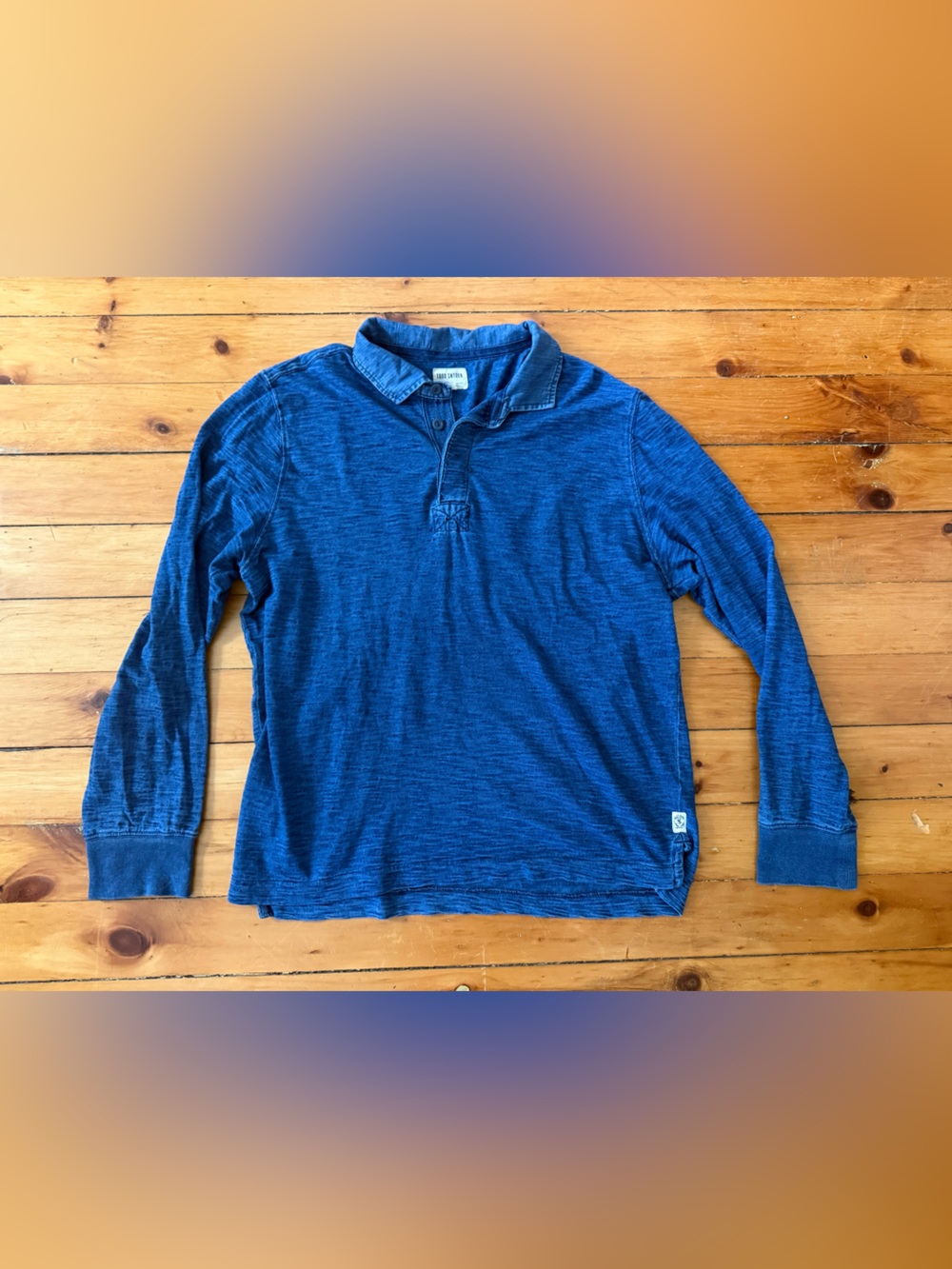 Todd Snyder Shirt Mens Medium Indigo LS Rugby Pullover Shirt Sz L